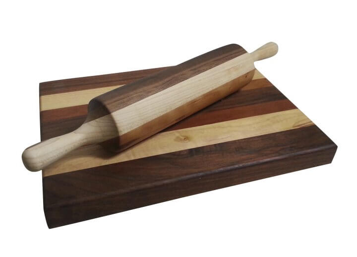 Triple Wood Cutting Board and Rolling Pin Set